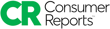 "Consumer Reports" black text logo with "CR" in green letters, as well.
