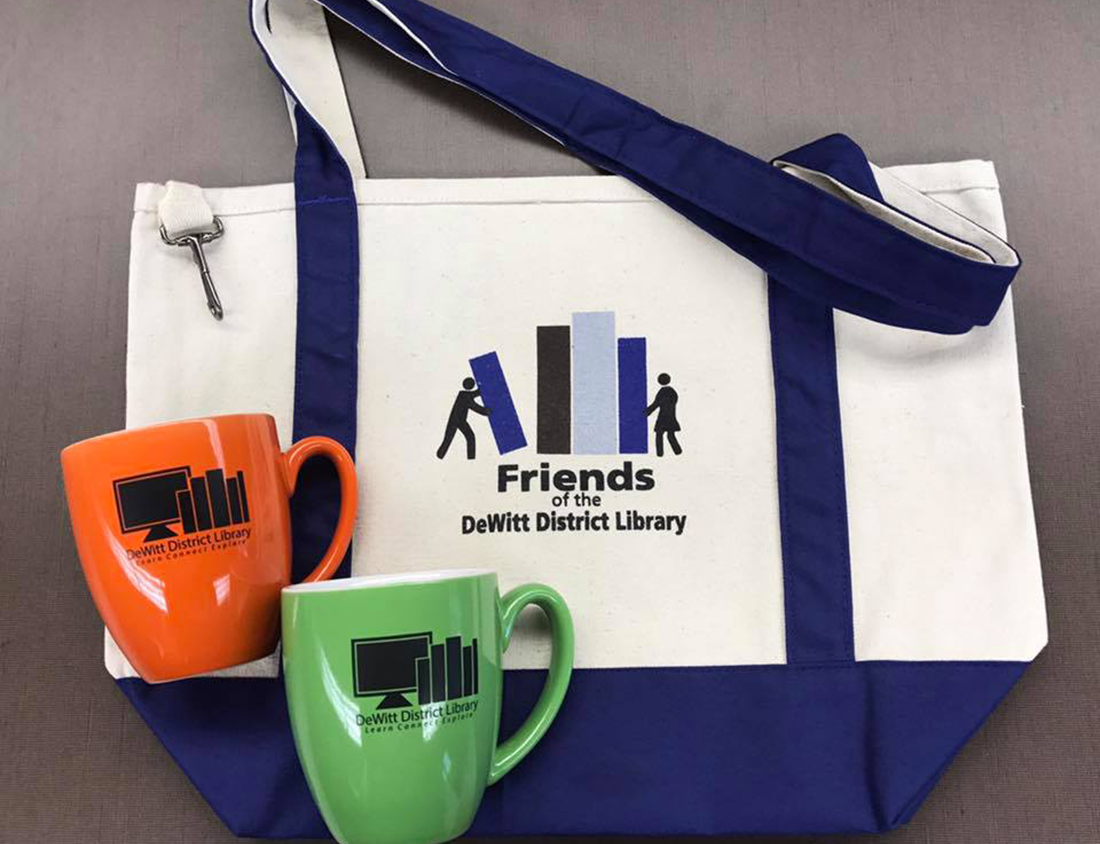 Friends merchandise including a tote bag and two mugs