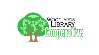 stylized tree with text that reads Woodlands Library Cooperative