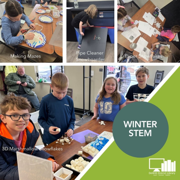 4 picture collage of kids making crafts