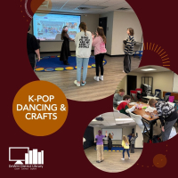 A collage of 3 pictures of teens dancing and doing crafts