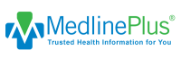 Medline Plus blue and green text logo with a blue and green medical plus sign