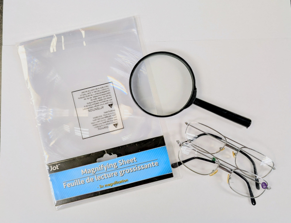 magnifying sheets, magnifying glass, magnified reading glasses