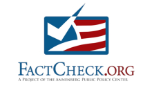 factcheck.org logo includes a rectangular, abstract image of an American flag and text that reads FactCheck.org