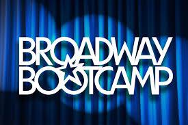 Broadway Bootcamp Banner against blue curtain backdrop