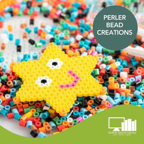perler bead star lying amongst beads