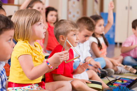 preschoolers playing instruments