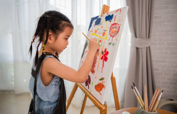 girl painting on an easel
