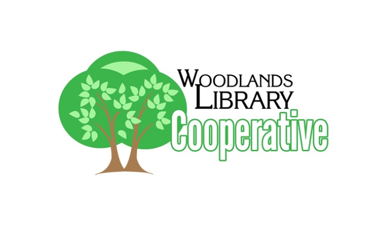 stylized tree with text that reads Woodlands Library Cooperative